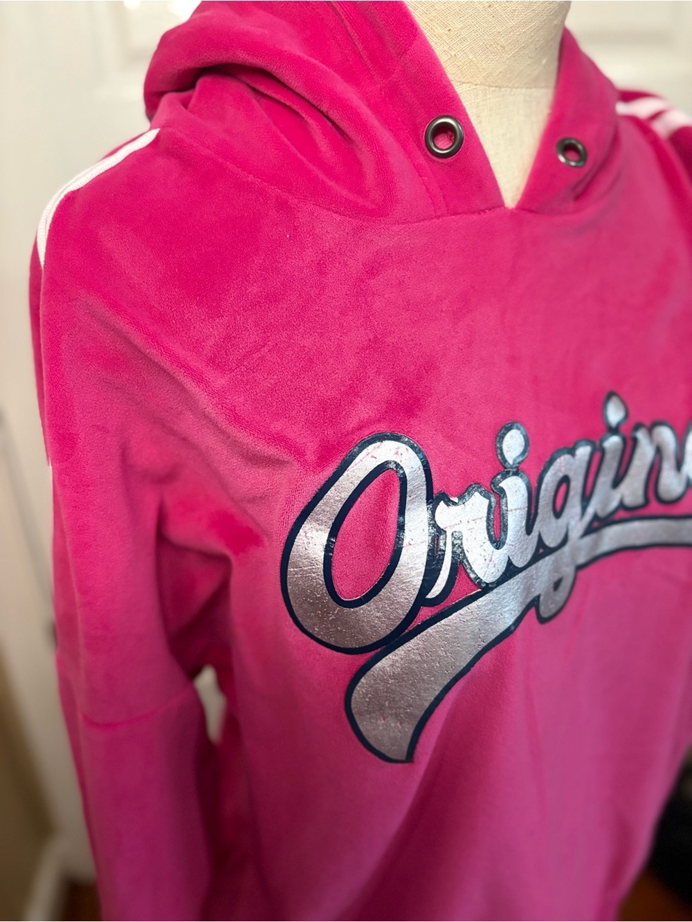 No Boundaries Hot Pink Hooded Top with Silver Script